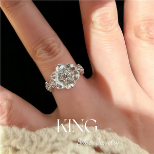 Anillo de Plata con Flor, Plata de Ley S925, Chapado en Oro, Joyería King Silver, Regalo de Moda para Mujer - Product Image 5