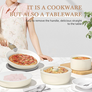 Bộ nồi chảo <span class=keywords><strong>gốm</strong></span> nhôm bán chạy, phủ chống dính, tay cầm tháo rời - Product Image 6