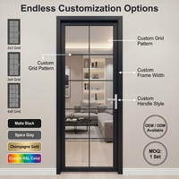 Portes GELLJA en verre français avec cadre en alliage d'aluminium, design minimaliste, étanches pour intérieur et extérieur, modèle avec garantie de 3 ans