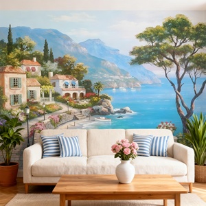 Papel Tapiz de Paisaje de Pintura al Óleo Mediterránea, Papel Tapiz para Sala de Estar, Sofá, Fondo de TV, Mural de Pared con Película 3D - Product Image 3