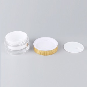 Emballage pour soins de la peau en usine, 15g 30g 50g 100g, récipient cylindrique en plastique cosmétique, <span class=keywords><strong>pot</strong></span> en acrylique pour crème pour le visage et les yeux avec couvercle en <span class=keywords><strong>bambou</strong></span> - Product Image 6