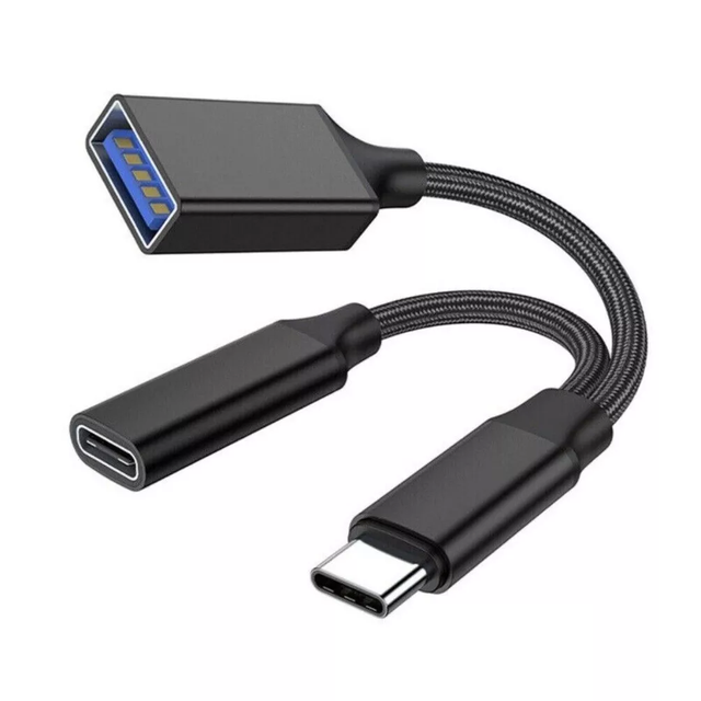 USB C OTG Cable Phone Adapter 2in1 Type C Male to USB C Female Charging Po Xy LK