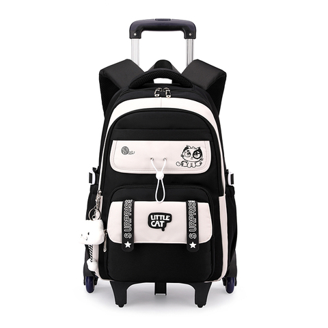 Hot Selling Cute Cartoon Girls Kids Trolley School Bags Detachable Teenagers Rolling Backpack Junior Student Children's Dypack
