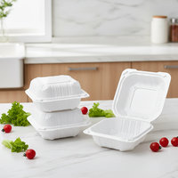 Boîte d'emballage alimentaire jetable en MFPP blanc de 5 pouces, compatible micro-ondes, pour plats à emporter, hamburgers, restauration rapide, vente en gros