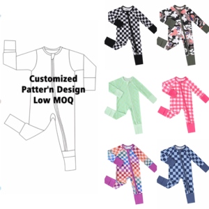 Eén-stopshop op maat gemaakte bamboe baby pyjama's gestreept geruit milieuvriendelijk ademend pasgeboren babykleding groothandel baby rompers - Product Image 1