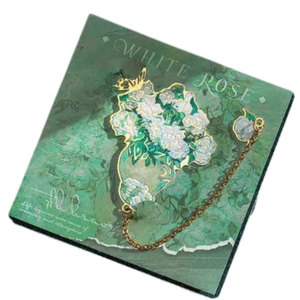 Marcapáginas de Metal hueco con pintura de flores Vintage, colgante de 1 pieza para <span class=keywords><strong>amantes</strong></span> de libros con cadena, papelería impresa para regalo de cumpleaños - Product Image 6