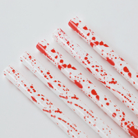 Pailles réutilisables écologiques en plastique PP certifié LFGB, 10 mm de large, motif éclaboussures de sang, pour gobelets de 40 oz, accessoires de bar