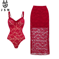 JSN 2026 Maillot de bain une pièce sexy en dentelle personnalisé pour femme avec robe de bain, maillot de bain dos nu tendance, tenue de plage pour femmes