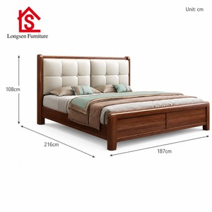Queen Leather Soft Bed, Adjustable Bed Frame Storage <strong>Drawers</strong>, Black Walnut Wood Eco Friendly Foldable, 150x200cm and 180x200cm - Product Image 4