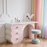 Nouvelle coiffeuse moderne en bois massif rose style crème avec armoire de rangement intégrée pour chambre à coucher et coiffeuse