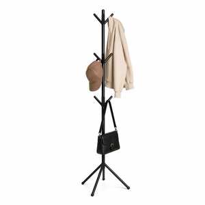 Porte-manteau en forme d'arbre, 9 crochets, 162 cm, métal noir, support gain de place - Product Image 1