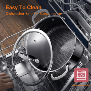 High Quality Ceramic Nonstick 4.5QT Capacity Triply Stainless Steel Frying <b>Pan</b> Saute <b>Pan</b> Glass Cover Induction Ready Dishwasher - Product Image 6
