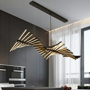 Lámparas Colgantes Nórdicas para Sala de Estar, Decorativas para <span class=keywords><strong>Restaurante</strong></span>, Araña Lineal con Diseño de Espina de Pescado, Lámpara Colgante de Tira - Product Image 6