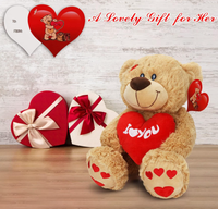 Je t'aime ours en peluche 14 pouces ours en peluche avec oreiller coeur rouge cadeau en peluche Animal en peluche