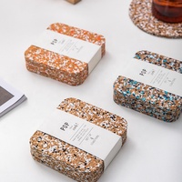 Mutfak aksesuarları özel çiftlik evi mutfak masa süsü aksesuarları ısıtma çok renkli doğal ahşap yuvarlak mantar Coaster