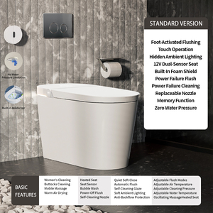Asiento de inodoro con control remoto inteligente Calefacción Juegos de baño de mármol Limpieza de <span class=keywords><strong>ducha</strong></span> Carga Sensor de pie Bañera de descarga - Product Image 2