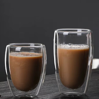 Vente en gros de tasses à café en verre borosilicate à double paroi, transparentes, en forme d'œuf, pour le bureau