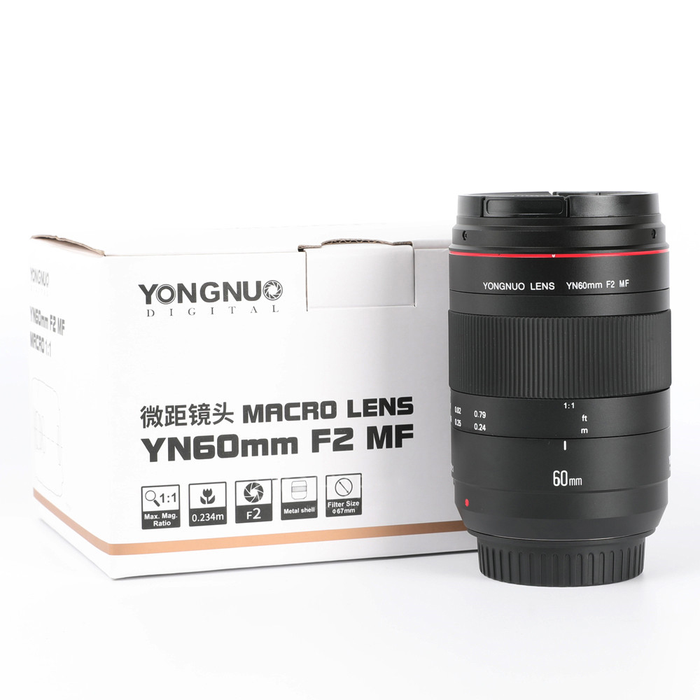 YONGNUO Lenzen Macro Lens YN60mm F2 MF 0.234m Macro Lens 60mm voor Canon EOS 70D 5DMK II 5DIII 600D 700D DSLR Nikon F2NE Yongnuo