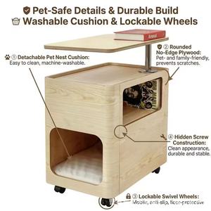 Mesita de noche de madera maciza para gatos, estilo italiano de lujo ligero, mueble multifuncional para mascotas para dormitorio y - Product Image 4