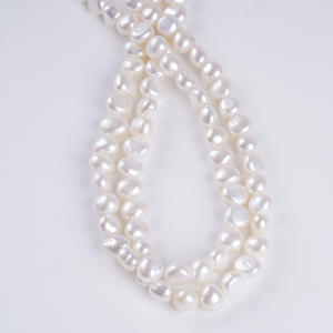 Perles d'eau douce naturelles baroques de 7-8 mm en forme de riz, à double face, avec trou latéral, pour colliers et bracelets DIY - Product Image 4