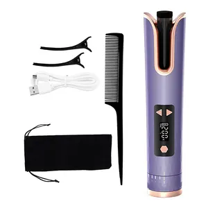 Mini Usb Rechargeable Auto Cordless Rotating Magic Hair Curling Iron Wireless Electric Automatic Hair Curler