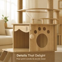 Arbre à chat peu encombrant avec lit pour chat en forme de capsule spatiale, mobilier pratique pour chats d'intérieur
