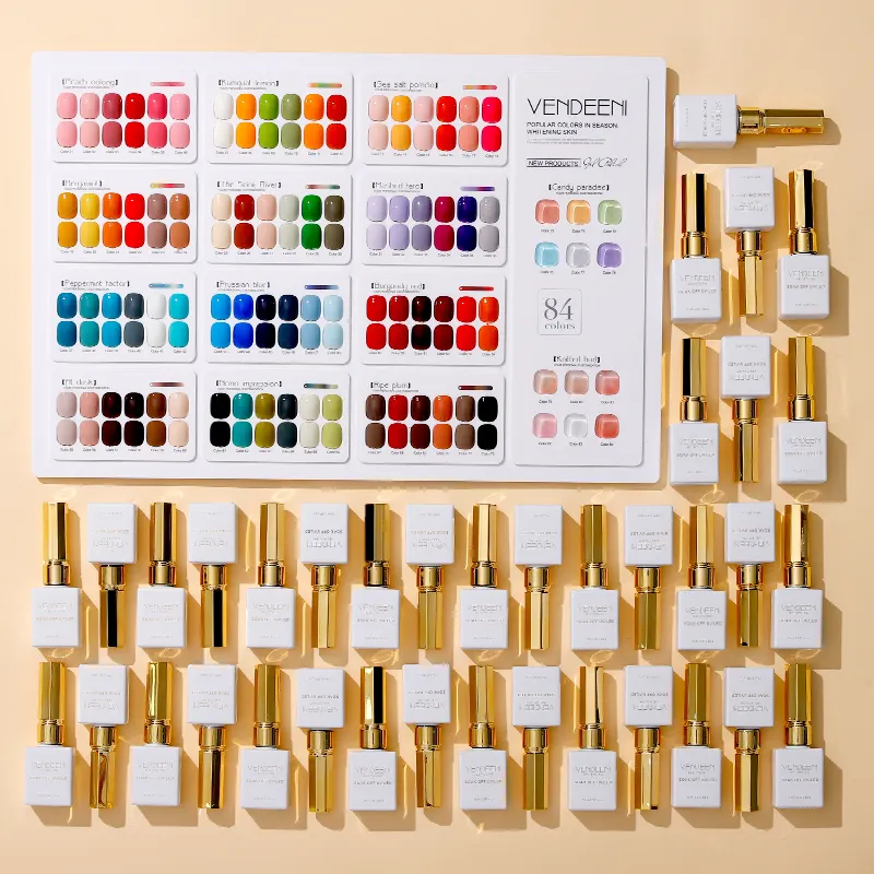 VENDEENI OEM wholesale 84 color gel nail polish private label 15ml gel nail polish set color gel and nail lacquer