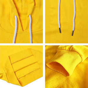 Sweat-shirt à capuche unisexe rouge, couleur unie, tricoté, manches longues, décontracté, pour l'automne, avec poche, coupe classique - Product Image 6
