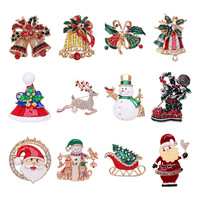 Vente en gros 2023 broche de noël bonhomme de neige père noël botte guirlande bijoux de mode cadeaux de vacances broches de décoration de noël