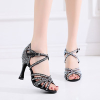 Chaussures de Danse Latine en Satin de Haute Qualité pour Femme, Chaussures de Danse de Salon et Salsa à Talons Hauts