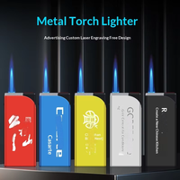 Briquet jetable en métal, ultra-large, haut de gamme, coupe-vent, écologique, rechargeable, impression de logo au laser, flamme bleue