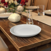 Assiette à dîner rayée en céramique blanche de 10,35 pouces, vente en gros, logo personnalisé, directement de l'usine