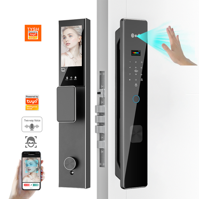 TYSH Motion Detection Alarm Smart Lock with Wi-Fi Push Pull Camera Fingerprint Unlock for Wood Doors