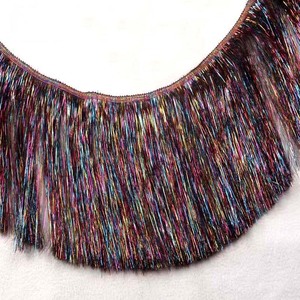 Dentelle à franges en filigrane doré coloré de 15 cm, tissu tricoté pour costume de Noël, robe de danse latine, dentelle décorative brillante à paillettes - Product Image 2