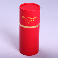 Pappe Champagner Flöte Weingläser Boxen benutzer definierte individuelle Weinglas Tube Boxen Luxus Rot und Gold Papier runde Geschenk box