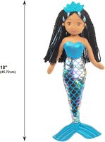 Poupée sirène princesse personnalisée, peluche super douce, queue de sirène scintillante bleue et rose, 18 pouces (environ 46 cm), jouet pour petite fille, cadeau
