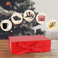 Produit en stock Boîte d'emballage en papier pliable et plate avec couvercle magnétique de couleur rouge Boîte cadeau magnétique pliable avec ruban