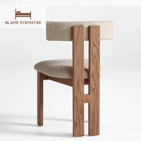 Chaise de salle à manger en tissu minimaliste nordique BLAINE, chaise d'appoint de luxe en bois massif, meubles de cuisine personnalisés pour restaurant