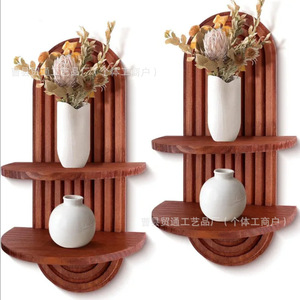Wooden Wall Mounted Display <b>Shelf</b> Oval Shape Solid Wood Organizing Rack For Home Decor - Product Image 2