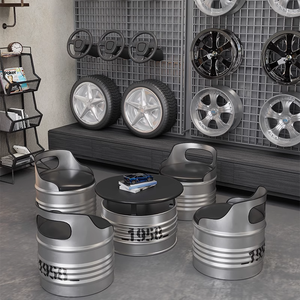 Ensemble de meubles en métal de style industriel créatif, baril d'huile bleu, style <span class=keywords><strong>vintage</strong></span>, café, bar, restaurant, <span class=keywords><strong>bistrot</strong></span>, <span class=keywords><strong>table</strong></span> et tabourets - Product Image 5