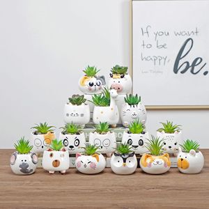 2021 new arrivals animal planters 20 shape cute cartoon ceramic animal flower pot mini cactus pot succulent plant pots macetas