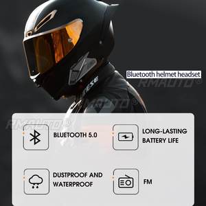 Casque de moto avec écouteurs, appels mains libres, casque sans fil Bluetooth V5.0, casque musical pour casque - Product Image 5