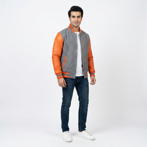 Custom Chenille Embroidery Patch Oversized Letterman Baseball <b>Jackets</b> for <b>Men</b> Winter Black & <b>White</b> Varsity <b>Jackets</b> - Product Image 1