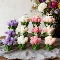 N-034 Lilin Aroma Kedelai Buatan Tangan Hadiah Pernikahan Romantis Dekorasi Rumah Bentuk Buket Bunga Tulip Suvenir Pernikahan Hadiah untuk Tamu