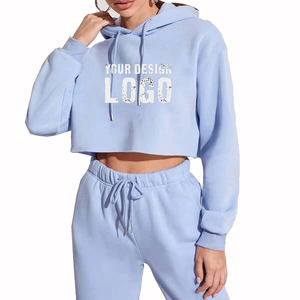 Sweat-shirt court à capuche décontracté pour femme, style sport, épaules tombantes, coupe ample, style Spice Girl, vente en gros - Product Image 4