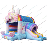 Nouveau design Château gonflable commercial à double toboggan et parcours d'obstacles, thème Princesse Macaron, à vendre