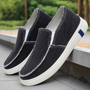 Men walking <b>shoes</b> Blue Canvas Slip-On Round Toe Breathable Rubber Outsole EVA Midsole All Seasons Casual <b>Shoes</b> - Product Image 3