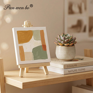 Mini toile Panwenbo 10x10cm avec <span class=keywords><strong>chevalet</strong></span>, toile tendue en coton 280g pour la <span class=keywords><strong>peinture</strong></span> artistique des enfants à l'école - Product Image 5