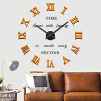 Horloge murale géante de luxe en or avec chiffres romains, autocollant en acrylique miroir, mouvement silencieux à quartz, cadeau pour la décoration de la maison ou du bureau