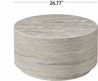 Table ronde en oxyde de magnésium, aspect marbre, style moderne minimaliste, table d'intérieur/extérieur, patio, jardin, salon, table d'appoint